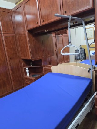 Cama geriátrica con auxiliar