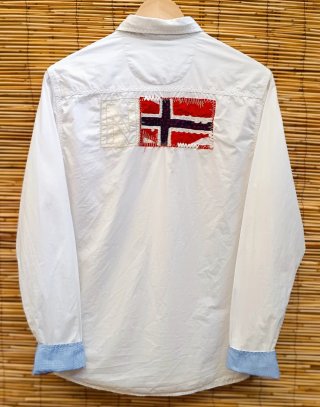Camisa Napapijri Blanca Logo Bordado Talla M