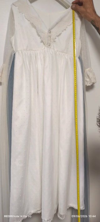 Vestido Comunión Niña Blanco y Azul