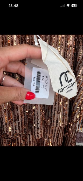 Falda midi lentejuelas marrón y dorado