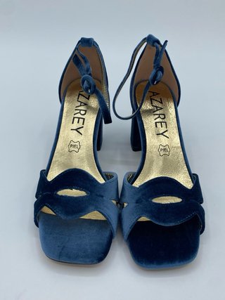 Sandalias tacón terciopelo azul Talla 39