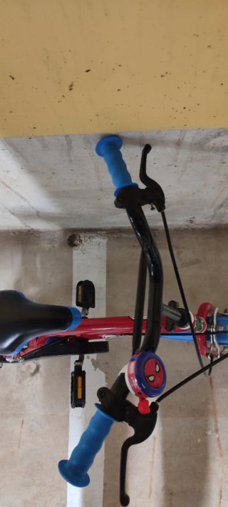 Bicicleta infantil roja y azul