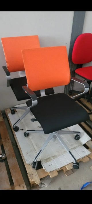 2 Sillas Oficina Diseño Acero Naranja/Negro