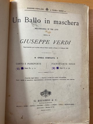 Partituras canto y piano: Puccini, Verdi, Bellini