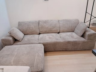 Sofá modular beige de tela