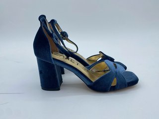 Sandalias tacón terciopelo azul T.38