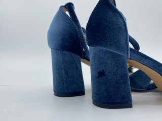 Sandalias tacón terciopelo azul T.38