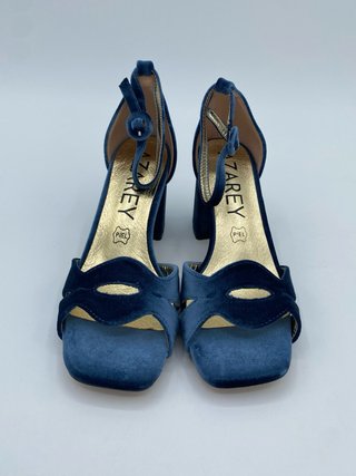 Sandalias tacón terciopelo azul T.38