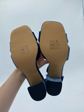 Sandalias tacón terciopelo azul T.38