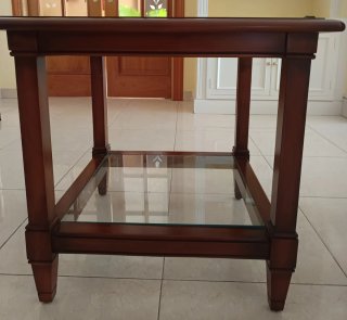 Mesa auxiliar madera y cristal