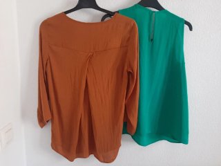 Lote 2 blusas mostaza y verde