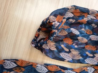 Blusa  hojas azul y naranja