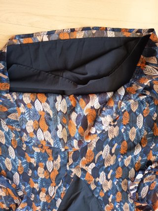 Blusa  hojas azul y naranja