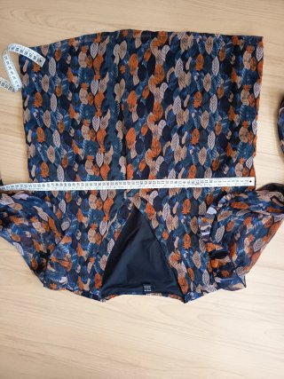 Blusa  hojas azul y naranja