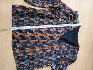 Blusa  hojas azul y naranja
