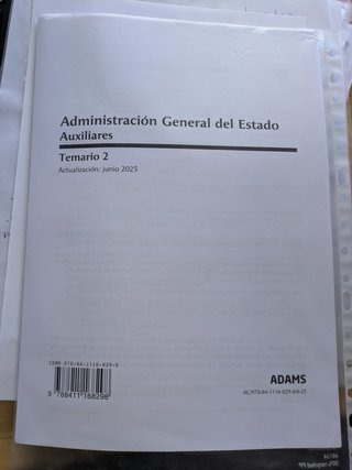 Temario auxiliar administrativo de academia Adams
