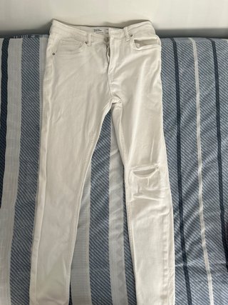 Pantalón Bershka Blanco Roto Talla 38