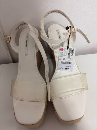 Sandalias cuña Lefties beige/blanco Talla 38