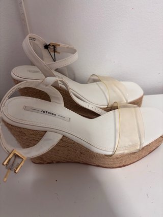 Sandalias cuña Lefties beige/blanco Talla 38