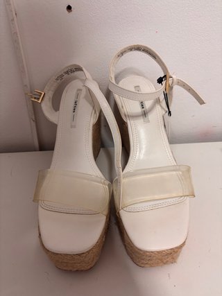 Sandalias cuña Lefties beige/blanco Talla 38