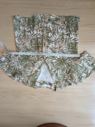 Blusa Mango Estampada Hojas Verde y Beige