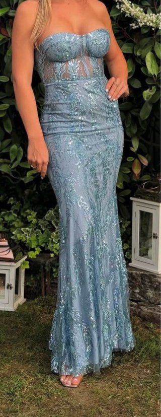 Vestido largo azul de fiesta