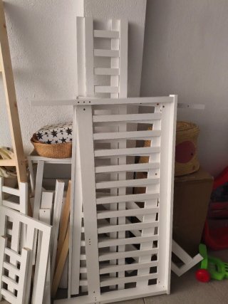 Cama Litera Blanca y Escalera + Colchón 140*200cm
