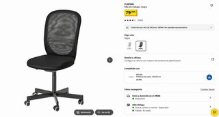 Silla ergonómica de escritorio negra