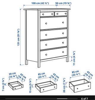 Hemnes Ikea Cómoda blanca de madera