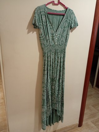 Vestido largo verde estilo bohemio