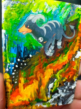 Carta Pokémon Houndoom pintada a mano