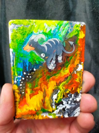 Carta Pokémon Houndoom pintada a mano