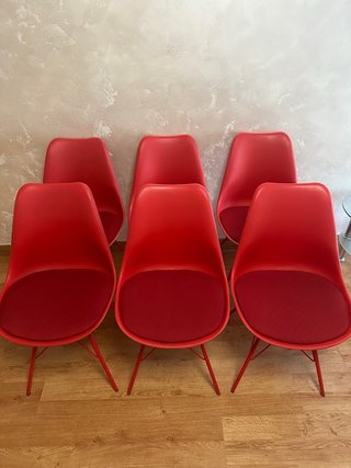 Set de 6 Sillas Rojas Plástico