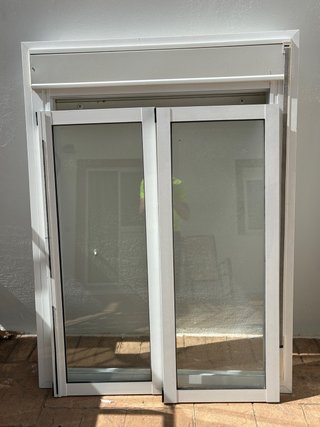 Ventana corredera doble de aluminio blanco