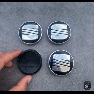 4Tapabujes Seat 56mm originales negro plata nuevos