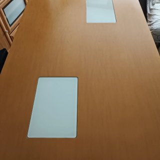 Mesa de comedor madera y cristal