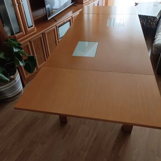 Mesa de comedor madera y cristal