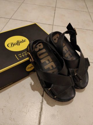 Sandali Buffalo Pelle Nera Tg 38