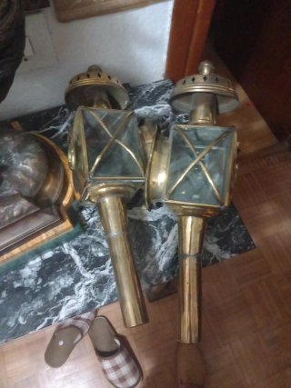2 Faroles Carruaje Latón Antiguos