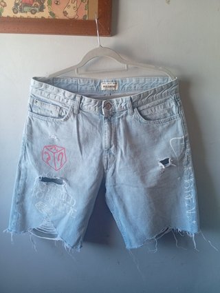 Pull&Bear Shorts Vaqueros Rotos Estampados