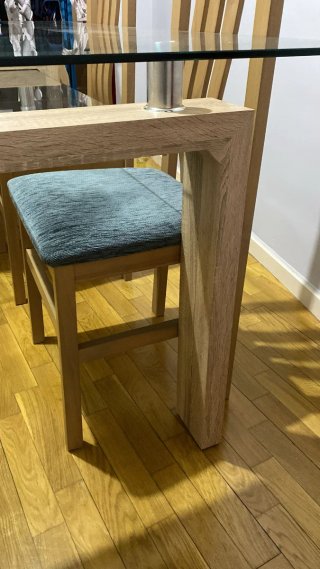 Mesa comedor cristal y madera