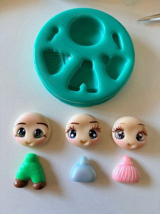 Molde silicona figuras infantiles y ojos resinados