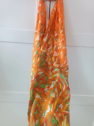 Pañuelo Seda Museo Naranja y Amarillo