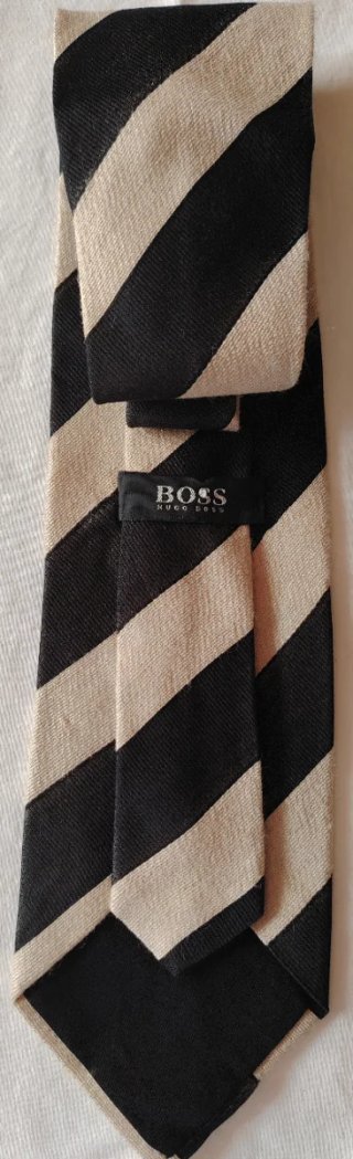 Corbata Hugo Boss Seda Rayas Beige/Negro