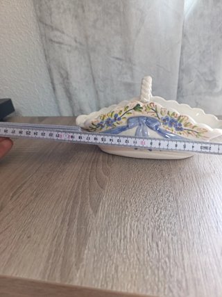 Cesta vintage cerámica azul y blanco