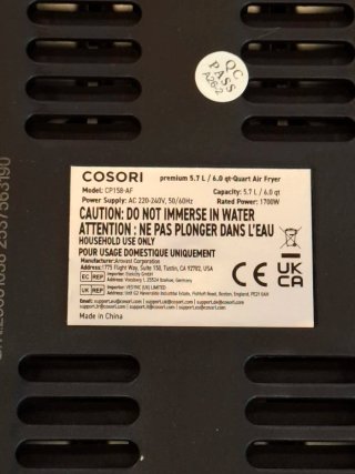 Freidora Aire Cosori 5.7L 1700W (desperfecto)