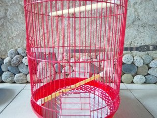 Gabbia per uccelli rossa