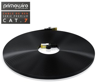 Cable Ethernet PRIMEWIRE Cat.7 Plano Negro 15m