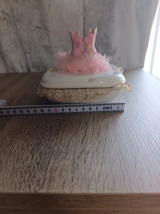 Joyero vintage con conejitos rosas