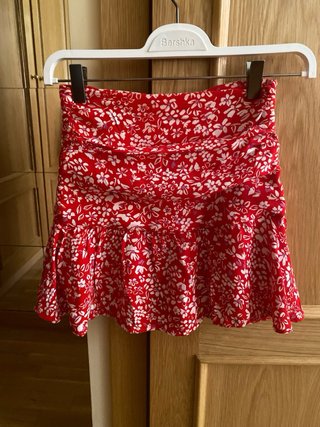 Falda pantalon Stradivarius fruncida floral XXS